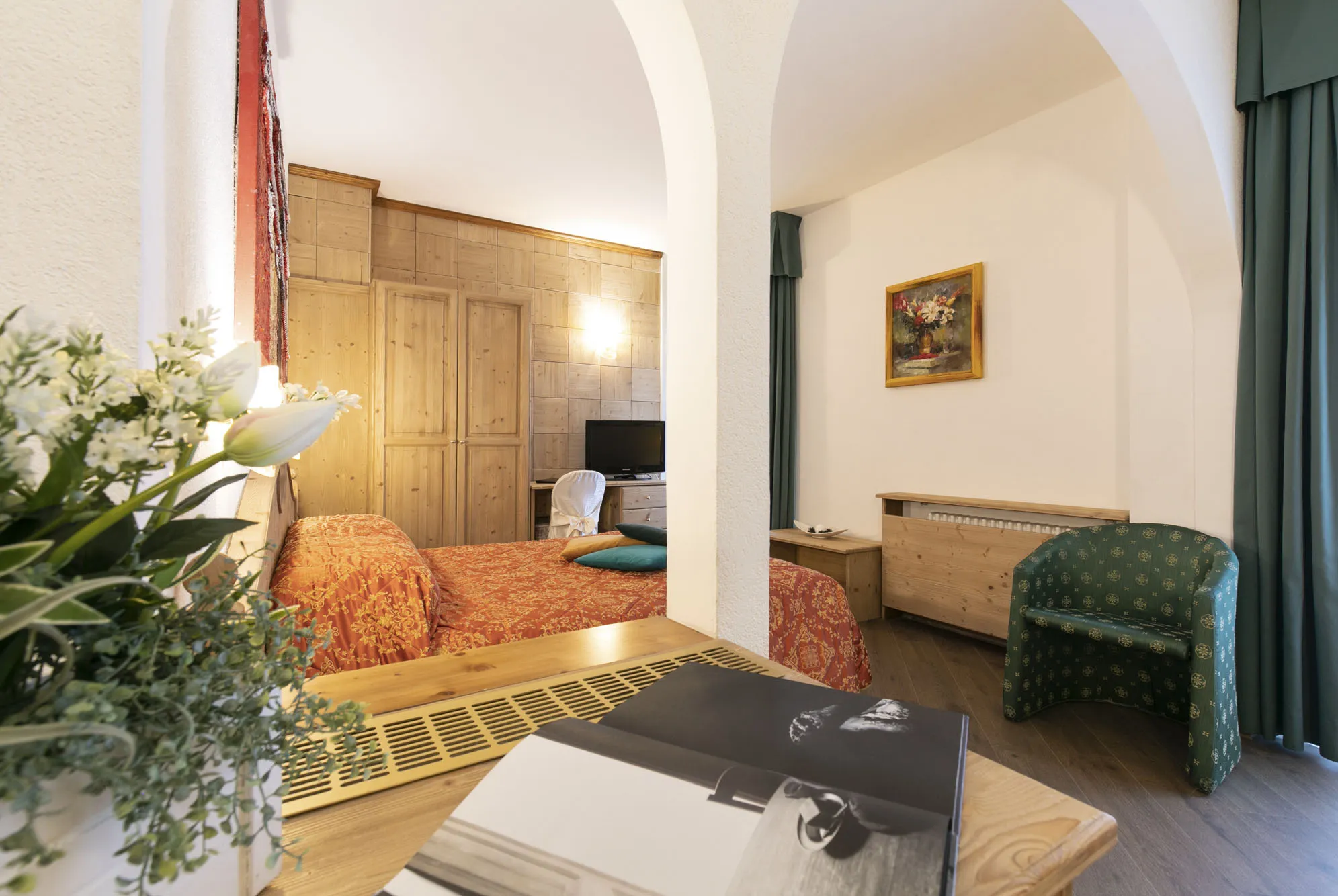 Panoramica Camera living room hotel Des Alpes San Martino di Castrozza